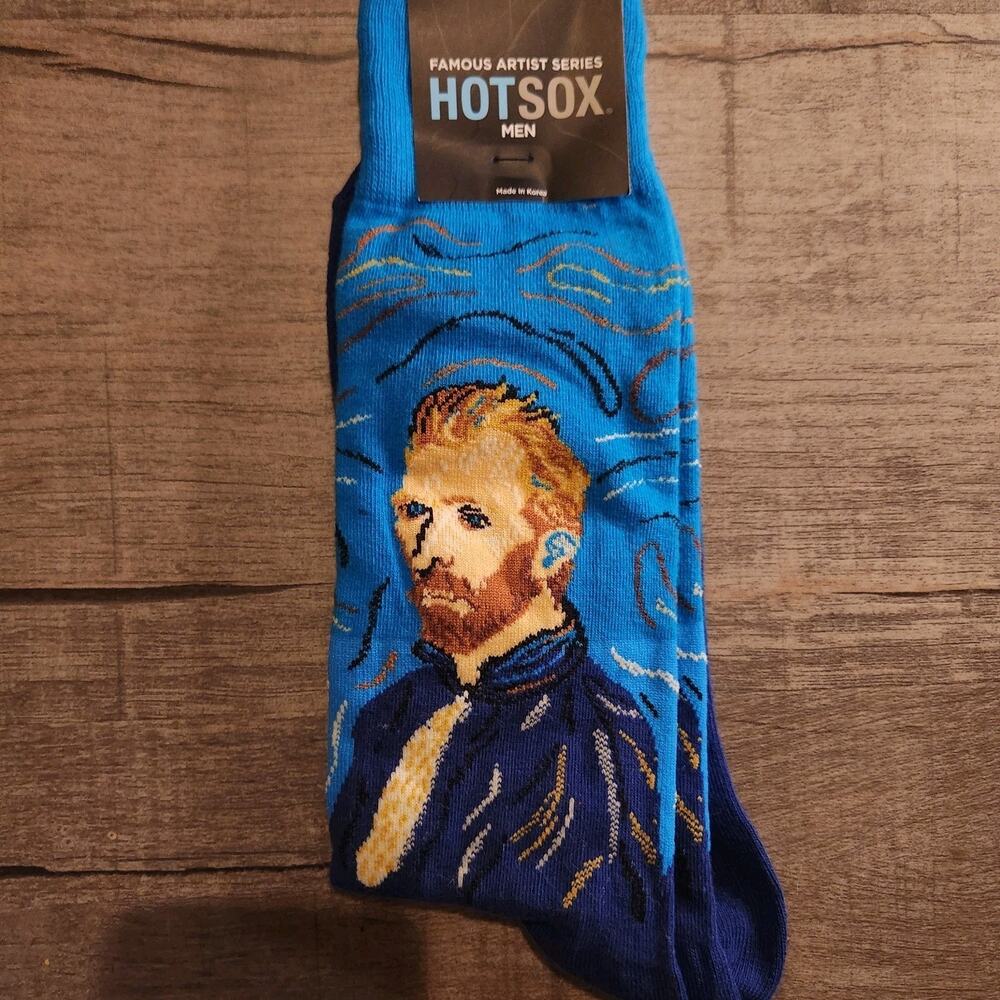 NWT HotSox Men's Sock Famous Artist Series "Van Gogh" Sz 10-13 Blue